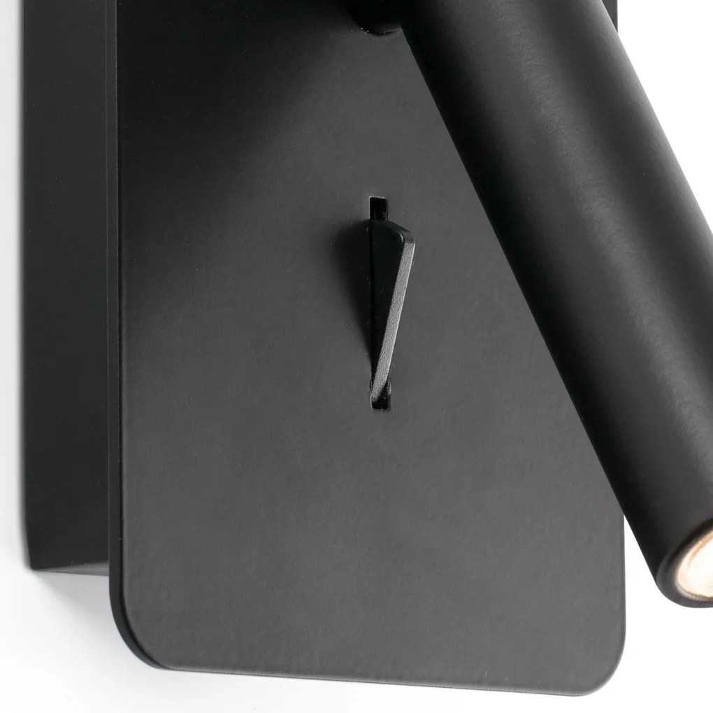 Aplica cu reader LED directionabil stil minimalist SUAU USB C negru