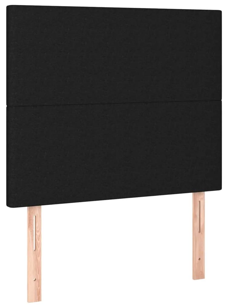 Pat box spring cu saltea, negru, 90x200 cm, textil Negru, 90 x 200 cm, Design simplu