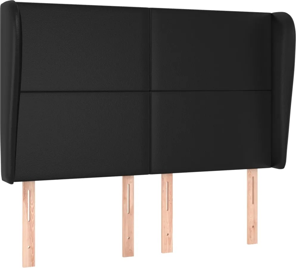 vidaXL Tăblie de pat cu aripioare, negru, 147x23x118/128 cm, piele eco