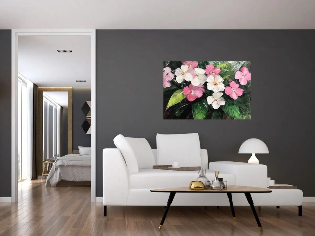 Tablou - Flori roz și albe (90x60 cm)