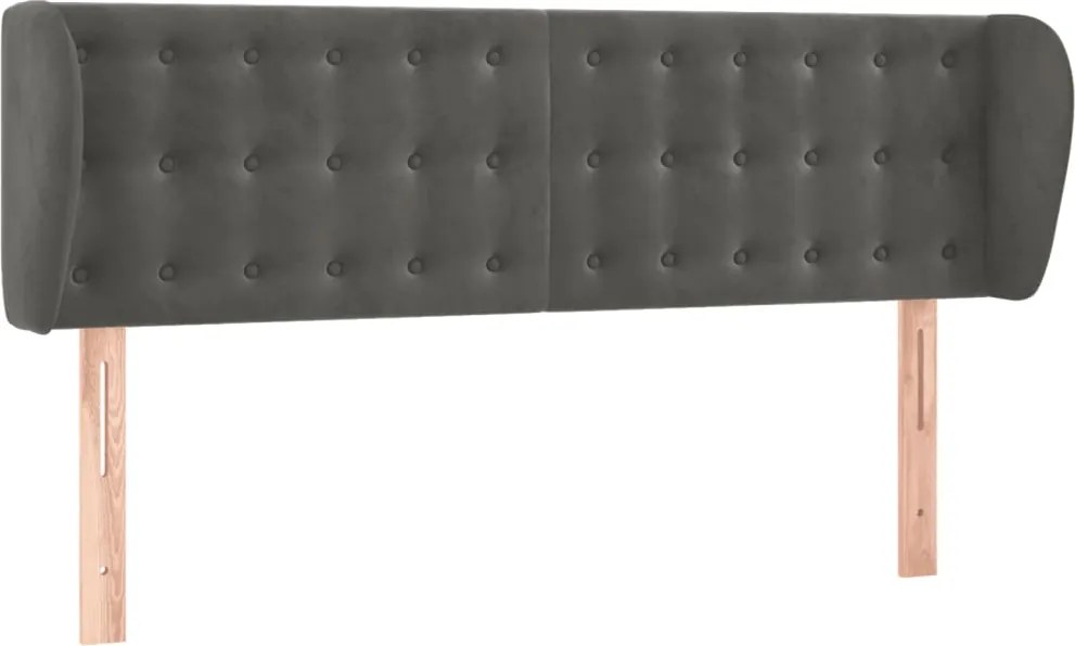 vidaXL Tăblie de pat cu aripioare gri închis 147x23x78/88 cm catifea