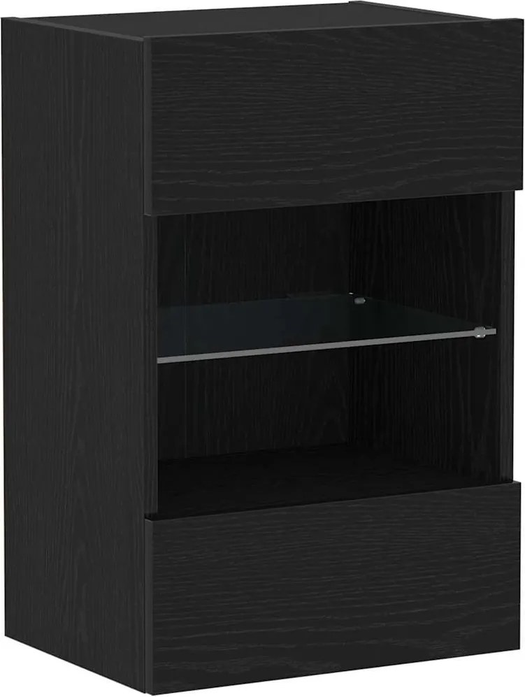 vidaXL Set comodă TV Pe perete Negru 40 x 30 x 60,5 cm Lemn compozit