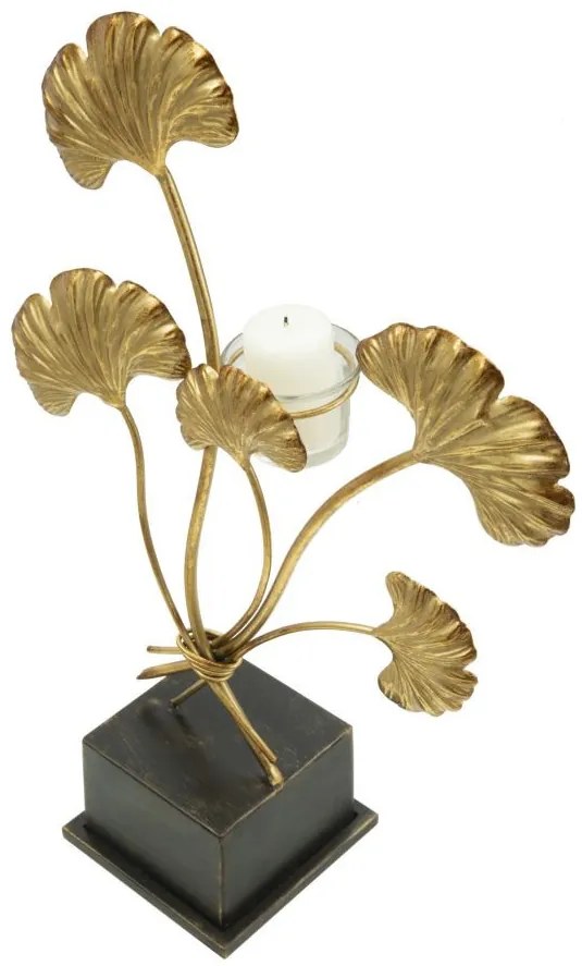 Decoratiune cu suport pentru lumanare aurie din metal, 29x12,5x44 cm, Glam Iris Mauro Ferretti