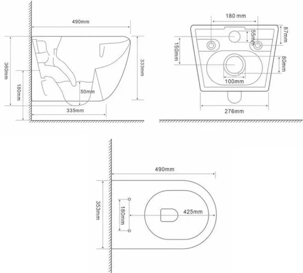 Toaletă Delano fără ramă, montată pe perete, cu capac cu închidere silențioasă