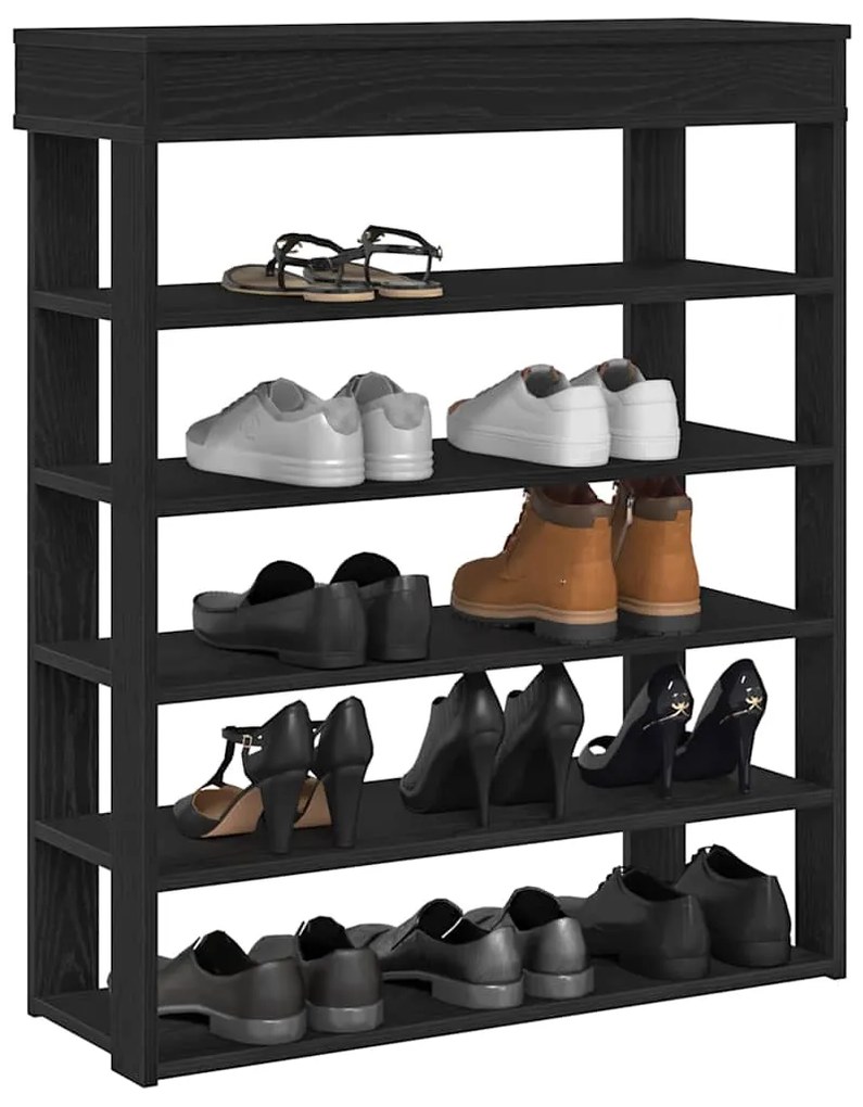 vidaXL Suport pantofi, negru, 80x30x98 cm, lemn prelucrat