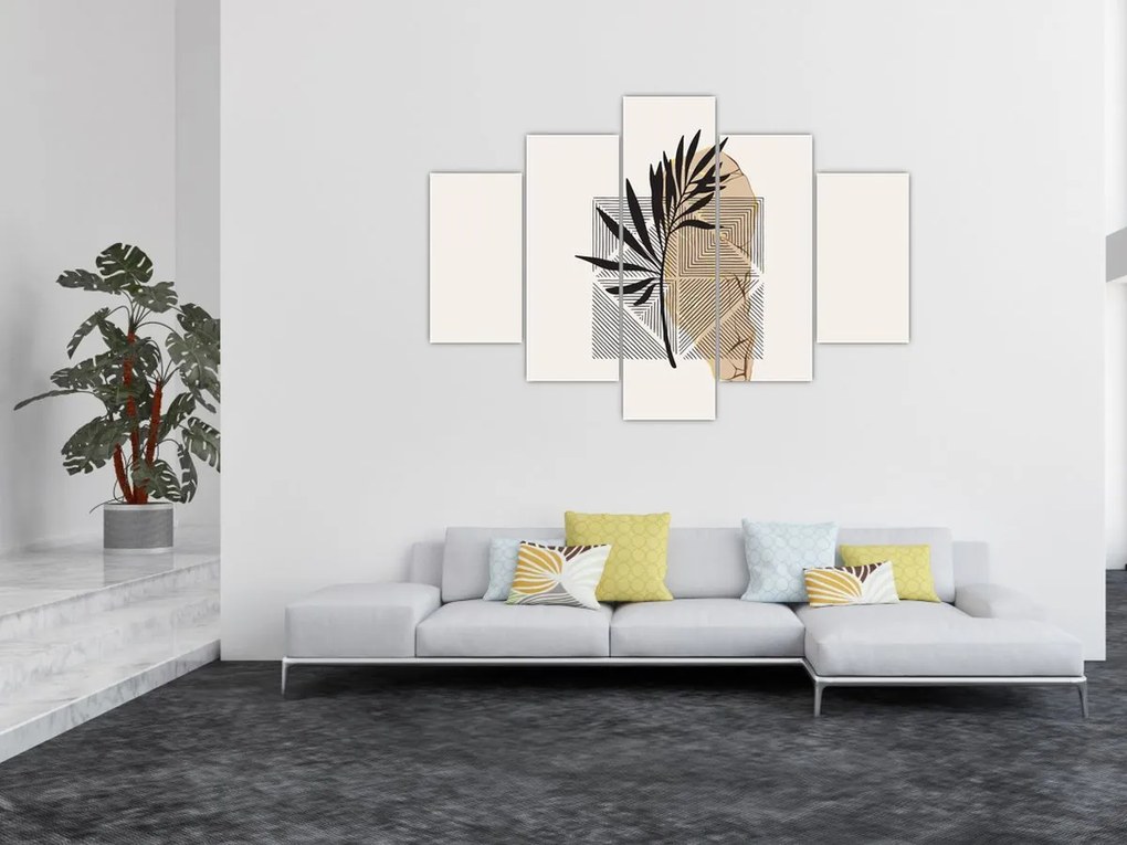 Tablou - Abstracție cu frunze tropicale N⁰1 (150x105 cm)