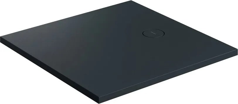 Cadita de dus compozit Omnires AquaRock M+ patrata negru lava mat 90x90 cm