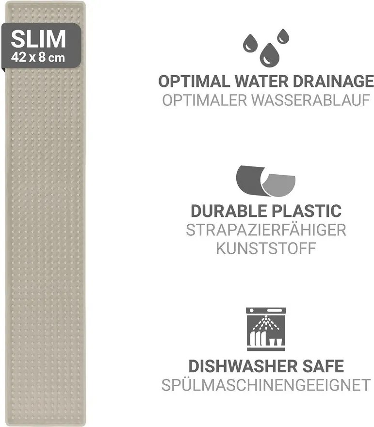 Scurgător de vase bej din plastic 42x8 cm Slim – Wenko