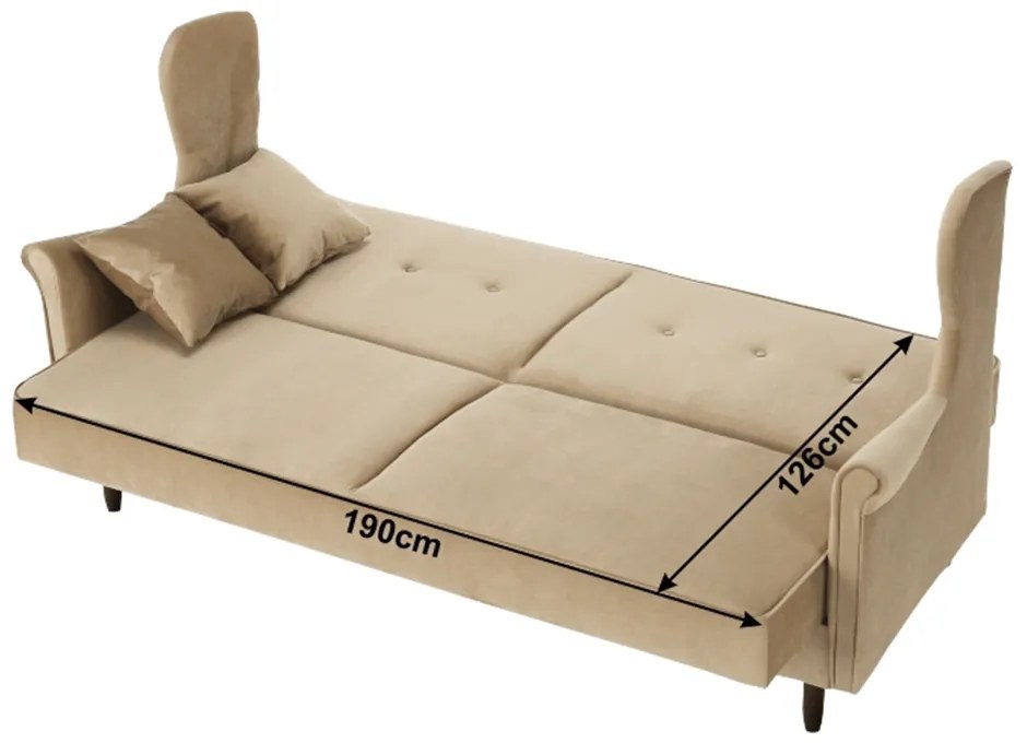 Canapea extensibilă, material textil bej auriu, COLUMBUS