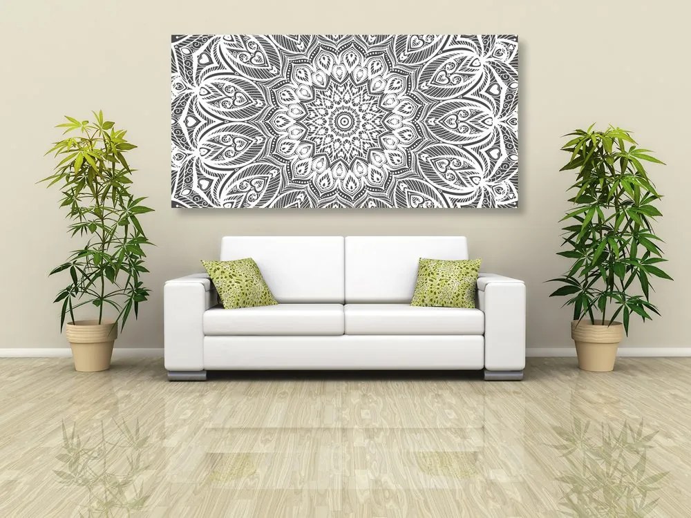Tablou Mandala armonie în design alb-negru