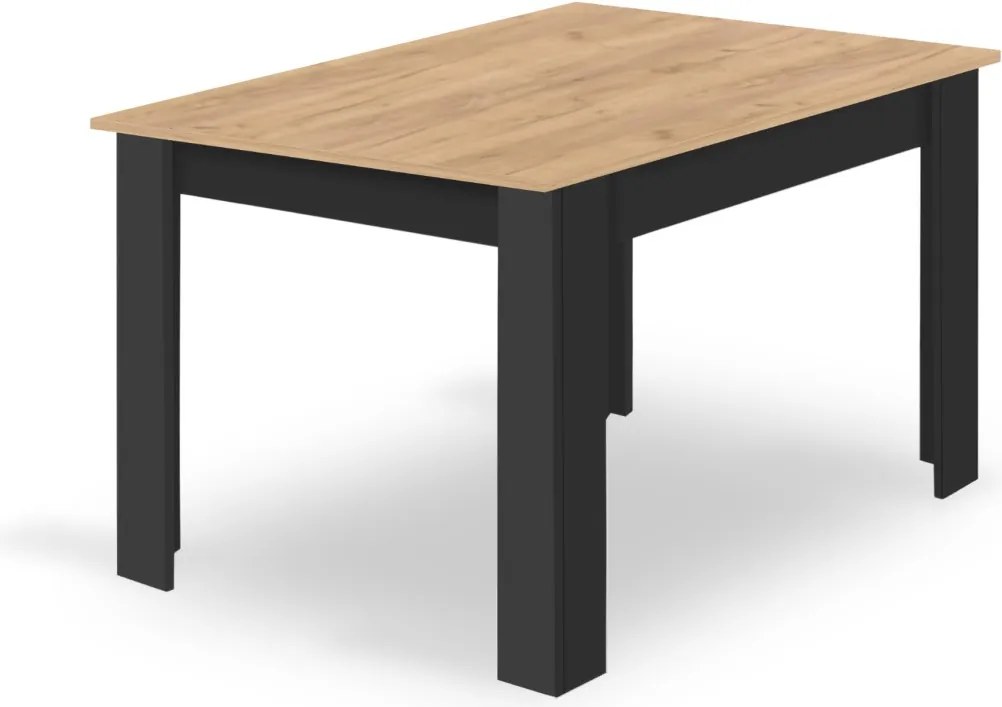 OFERTA Masa de sufragerie MADO neagra cu blat decor stejar artisan 120x80cm II. calitate