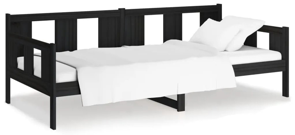 820281 vidaXL Pat de zi, negru, 90x190 cm, lemn masiv de pin