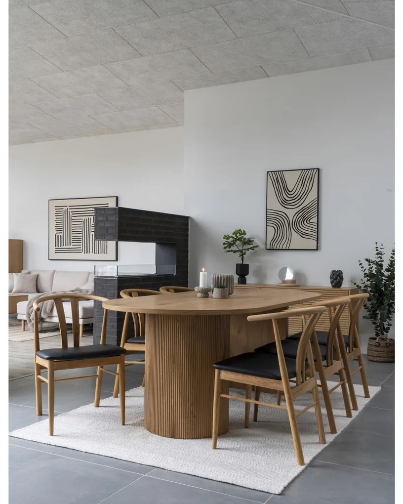 Scaun de dining Artenara, stejar cu scaun PU, natural/negru