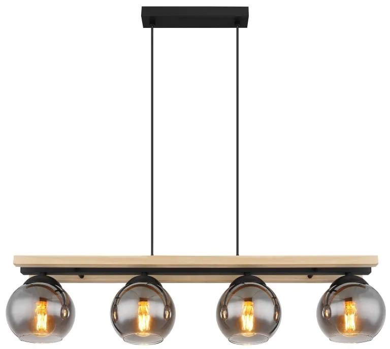 Lustra 4L design industrial CONNI negru, natur