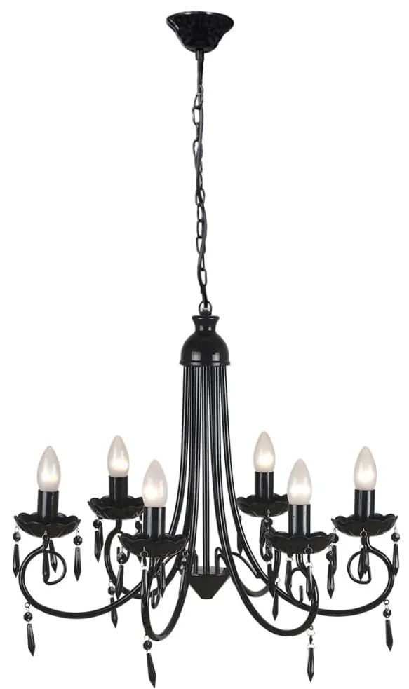 Lampă de tavan Candelabru elegant negru 6 fasunguri pentru becuri