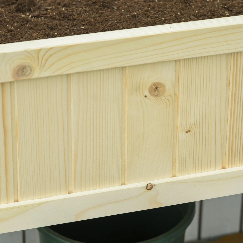 Outsunny Jardinieră Înălțată Rabatabilă, Realizată din Lemn de Brad cu 4 Orificii de Drenaj, pentru Grădină, Terasă sau Balcon, 115x56x76 cm, Culoare Lemn | Aosom Romania