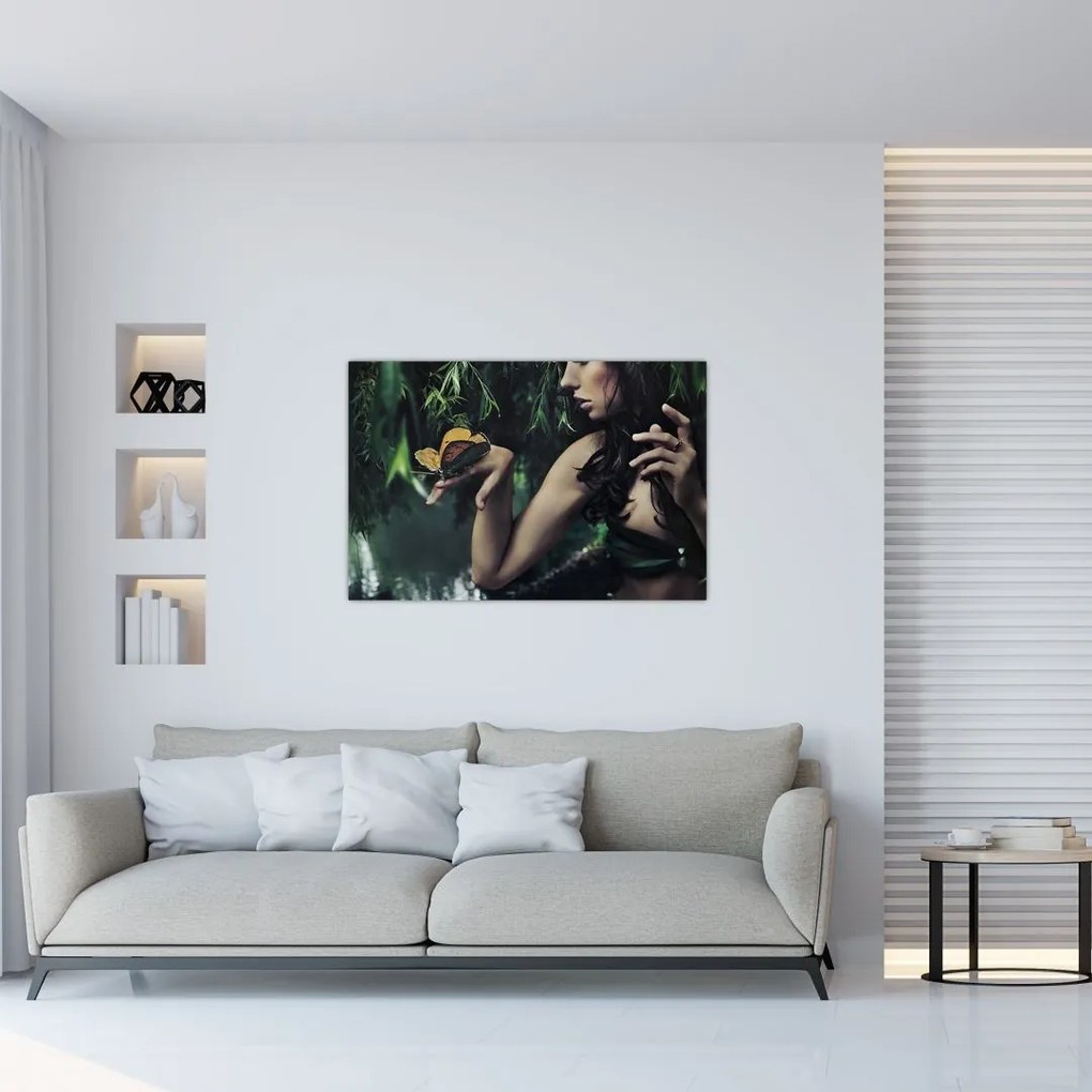 Tablou - Femeia grațioasă cu fluture (90x60 cm)