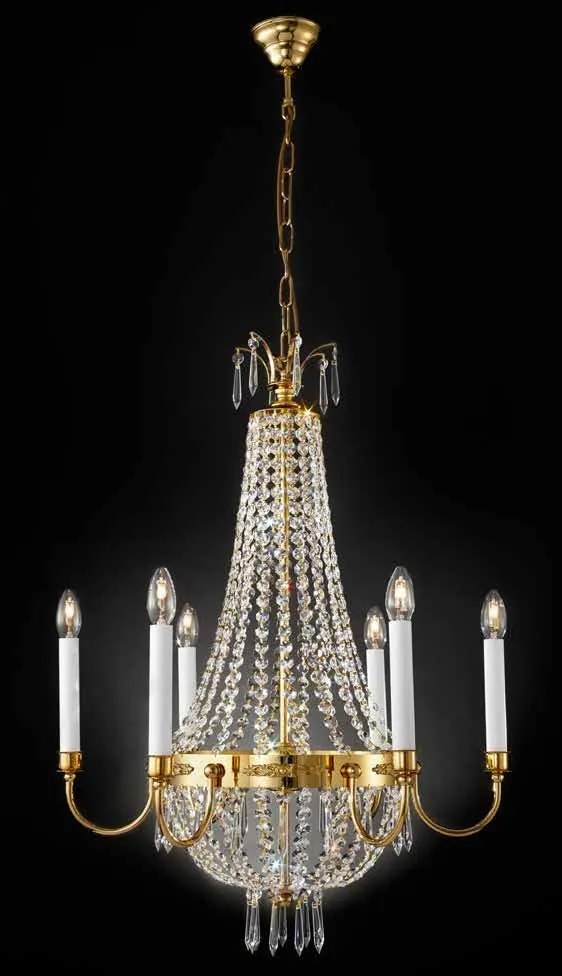 Candelabru clasic din alama decorat cu cristale Asfour Empire dia 62cm, 24K gold plated