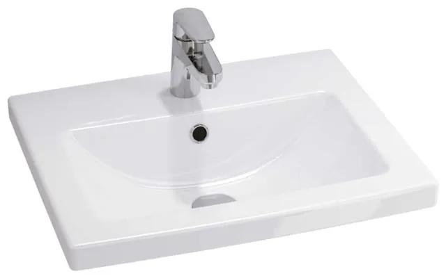 Lavoar baie suspendat alb lucios 50 cm, dreptunghiular, Cersanit Como 500x400 mm