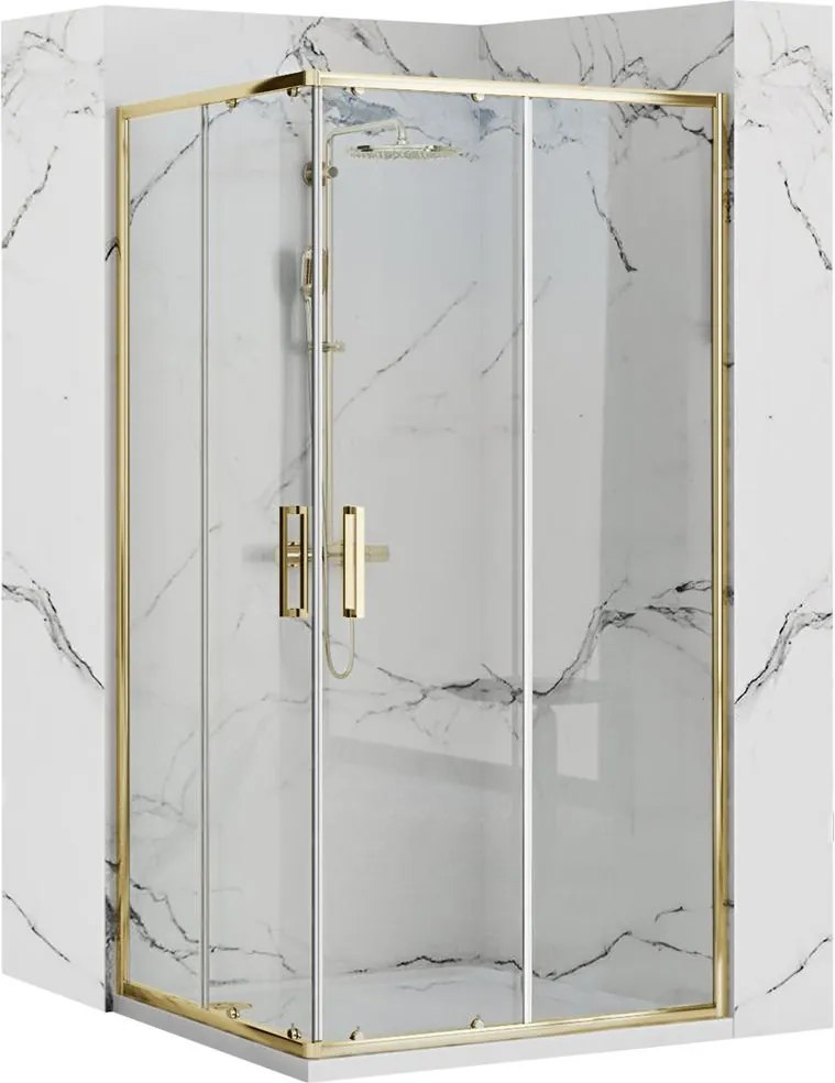 Cabina de dus Rea Punto cu cadita alba 80x100 cm auriu