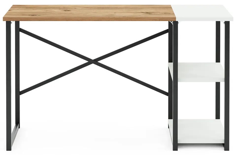 Birou Smart Home Connect, 2 rafturi, Latte/Alb, 120x73x60 cm