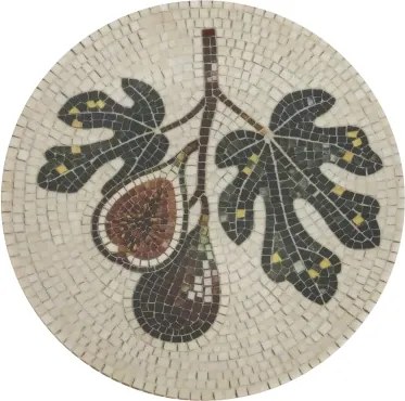 Tavă pentru servire din ceramică cu model mozaic și motiv smochine, H2,5/D21 cm, crem & olive, „Chartres”