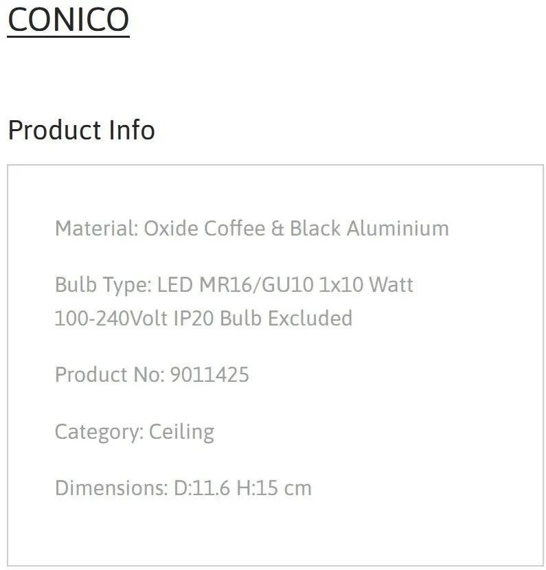 Plafoniera/Spot directionabil CONICO coffee, NVL-9011425