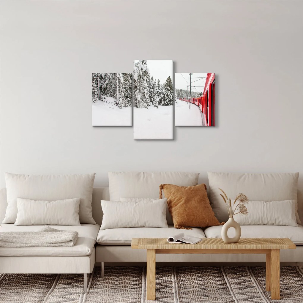 Tablou - Tren într-un peisaj înzăpezit (90x60 cm)