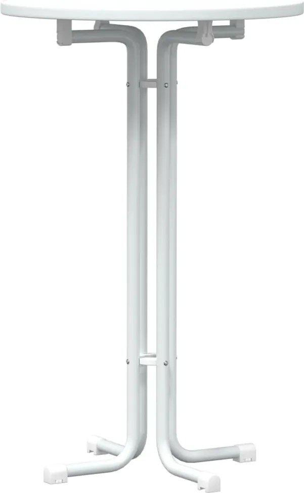 vidaXL Masă de bar, alb, Ø70x110 cm, lemn prelucrat și oțel