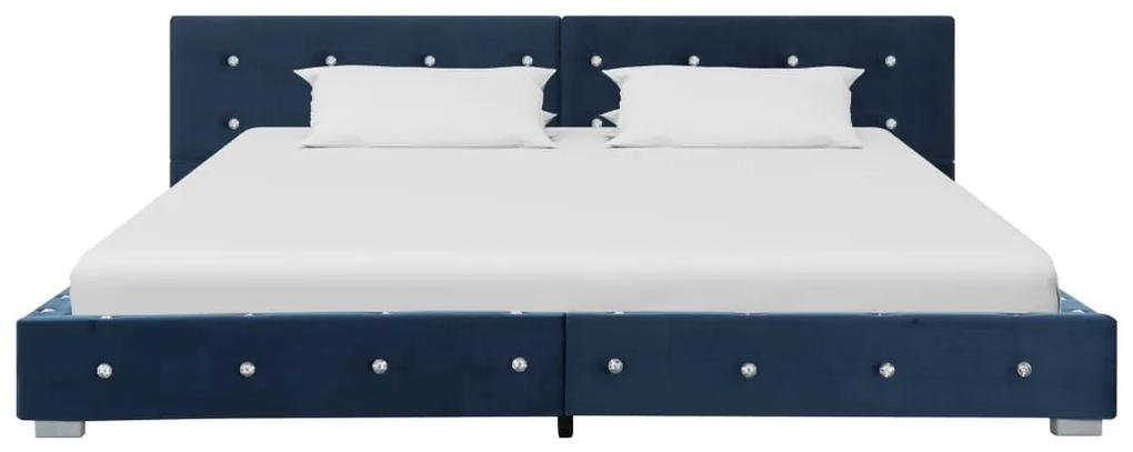 Cadru de pat, albastru, 160 x 200 cm, catifea Albastru, 160 x 200 cm
