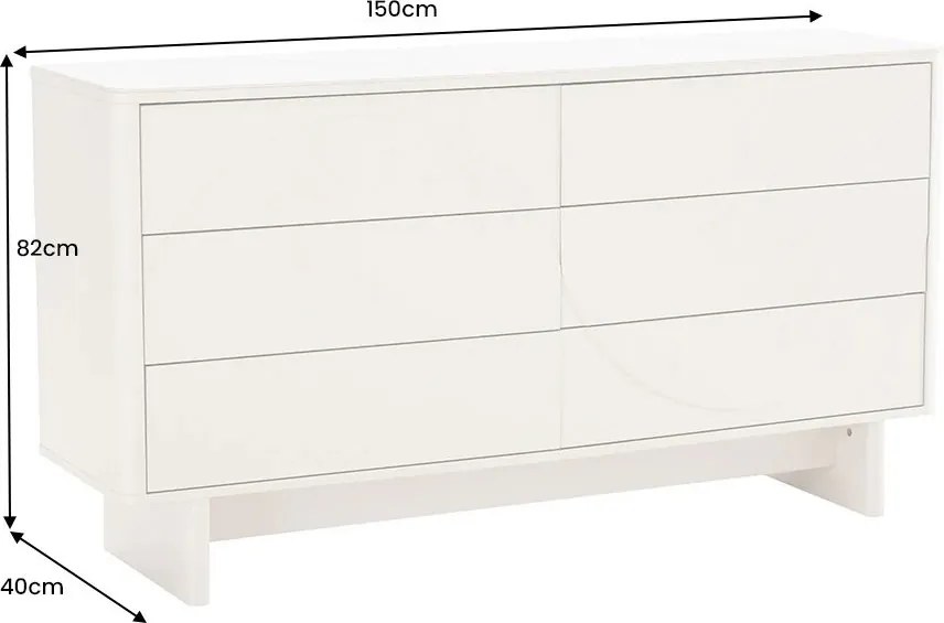 Comoda cu sertare si blat ceramic SAVOY 150cm alb