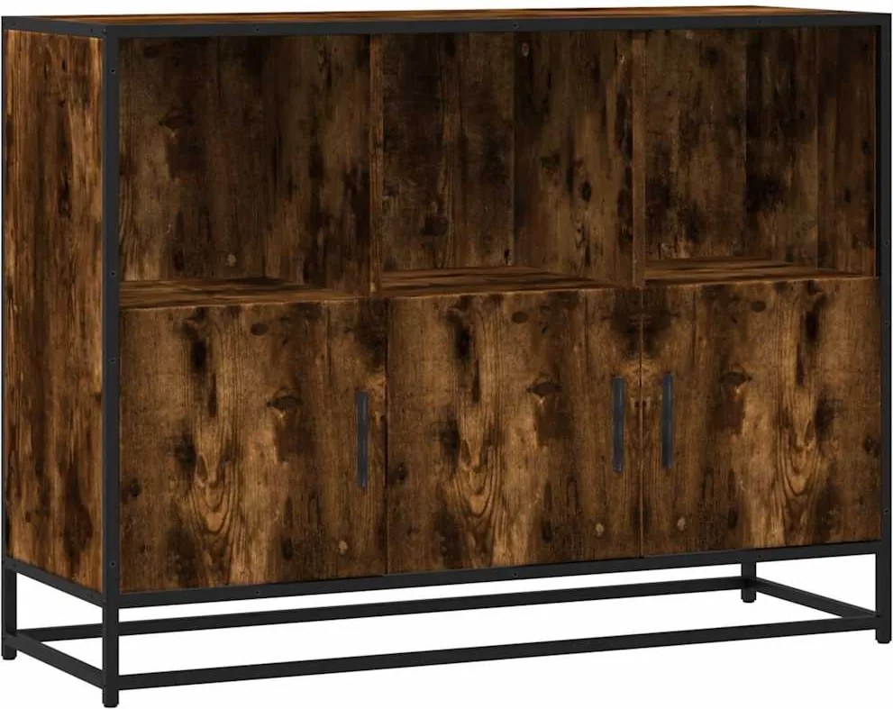 vidaXL Dulap, stejar fumuriu, 100x35x76 cm, lemn compozit
