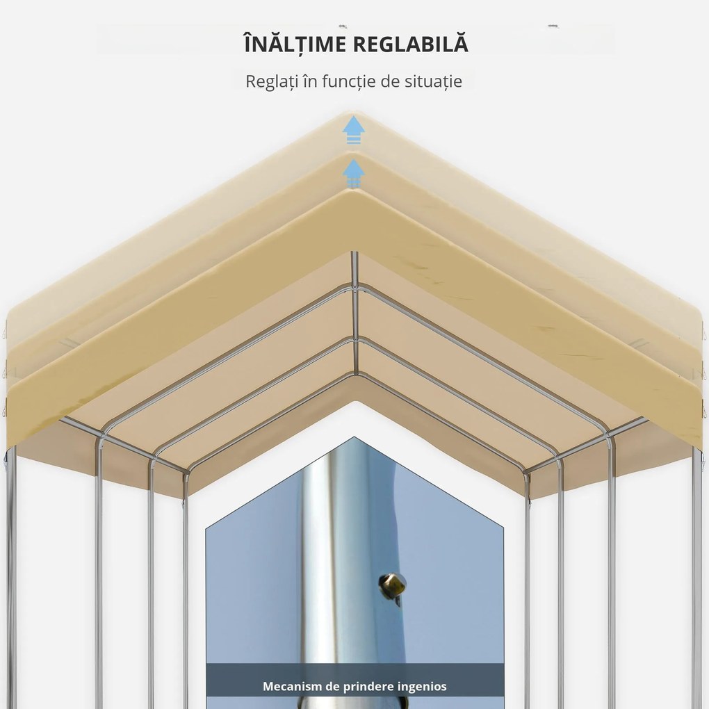 Outsunny Garaj Cort 6x3m, Portabil, Ideal pentru Grădină, Cort cu Copertină, Adăpost Depozitare, Ușor de Asamblat | Aosom Romania