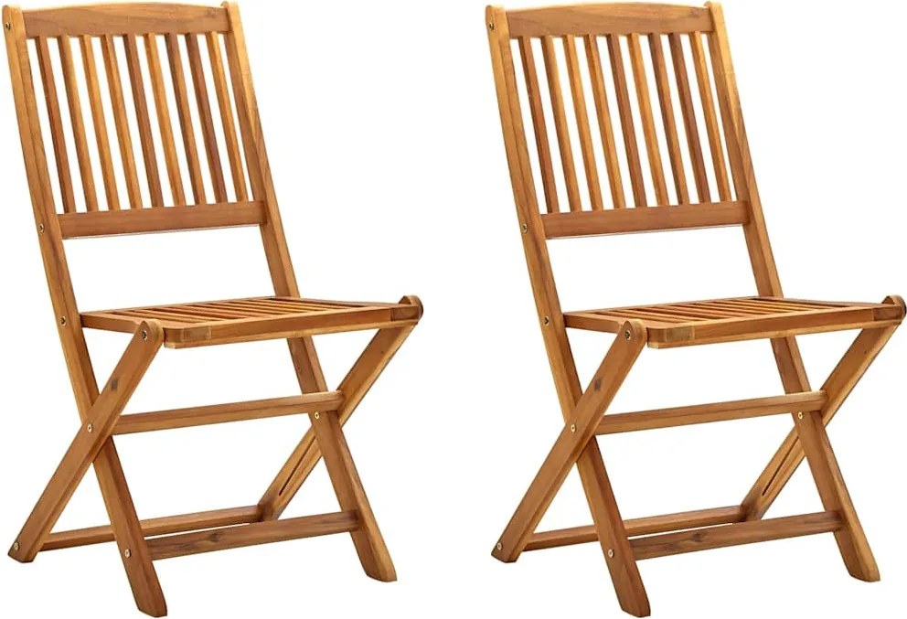 vidaXL Scaune de exterior pliabile, 2 buc., lemn masiv de acacia