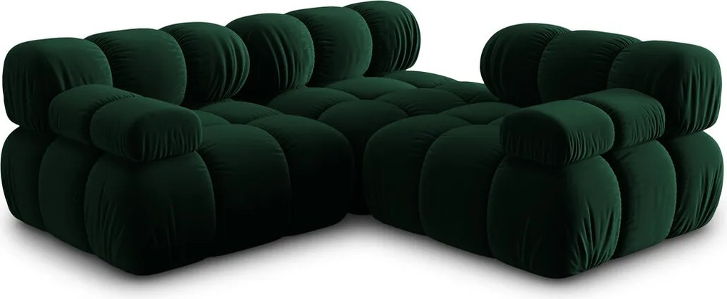 Canapea modulara 3 locuri, Bellis, Micadoni Home, BL, 282x94x70 cm, catifea, verde bottle