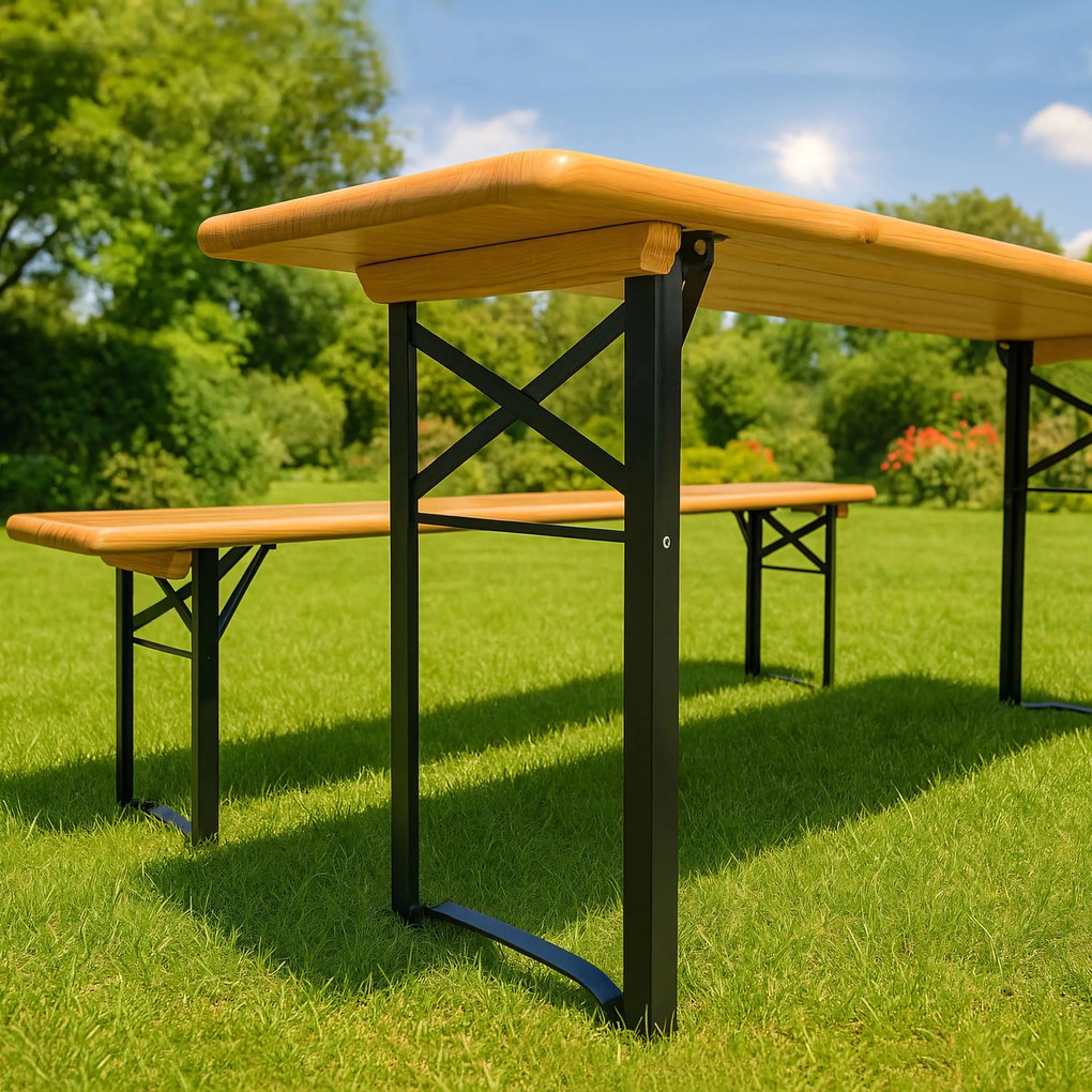 Set de bere 197x60 cm – Masă de grădină cu bănci pentru 8 persoane - 197cm x 60cm -