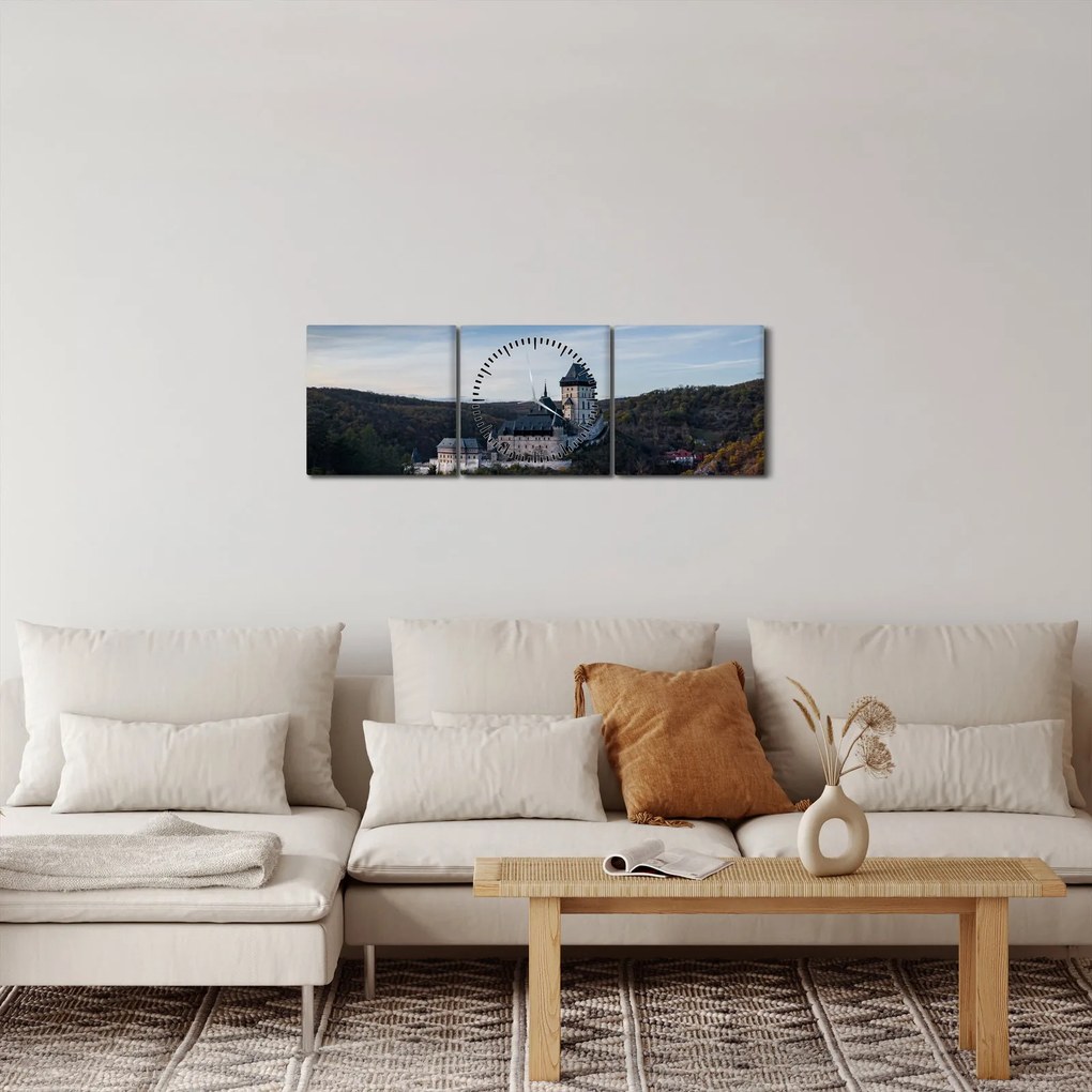 Tablou cu Karlstejn (cu ceas) (90x30 cm)