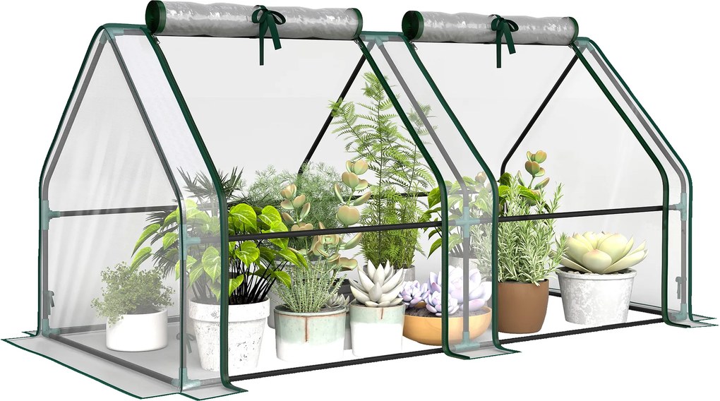 Outsunny Seră cu fereastră cu fermoar, seră din folie rezistentă la iarnă din oțel 180 x 90 x 90 cm Transparent | Aosom Romania