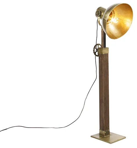 Lampă de podea industrială din bronz cu lemn de mango - Mangoes