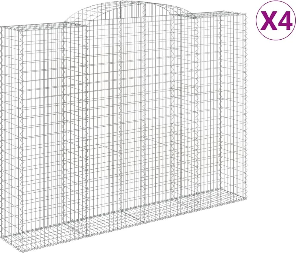 vidaXL Coșuri gabion arcuite, 4 buc, 300x50x220/240cm, fier galvanizat