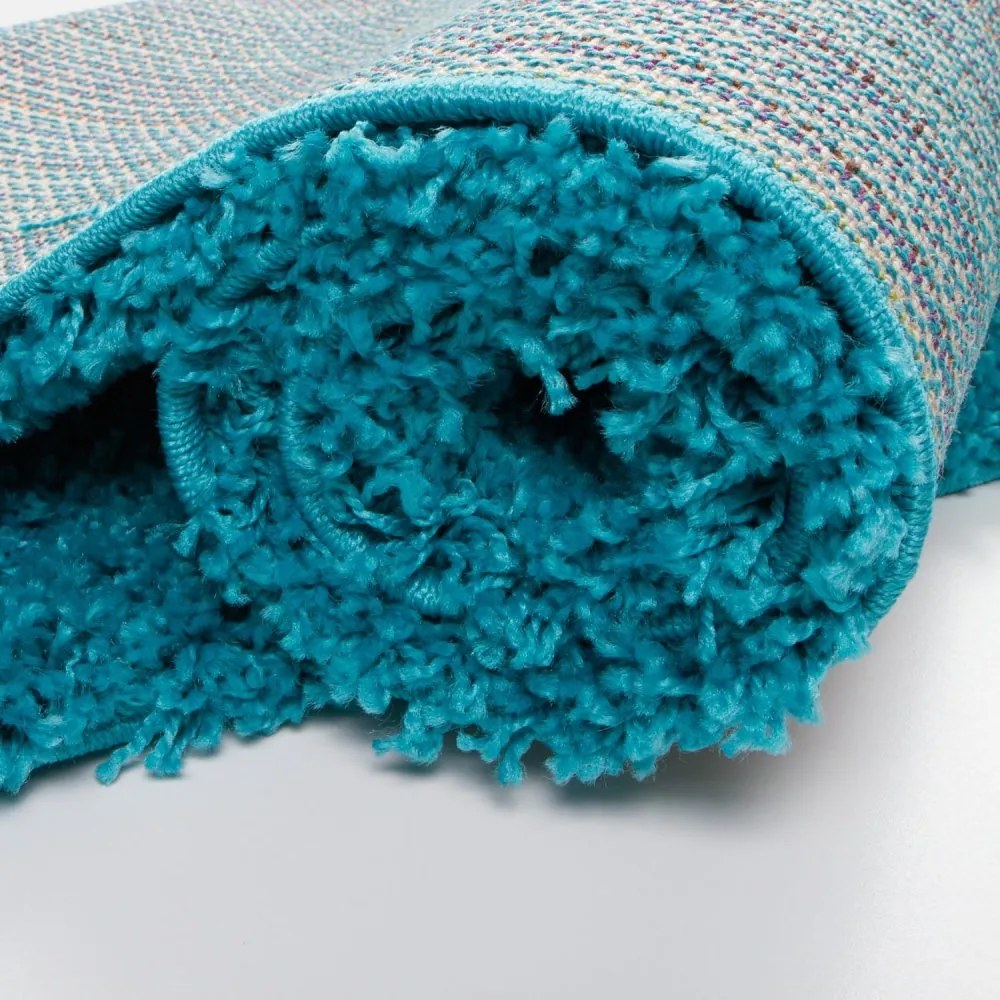 Covor elegant turcoaz închis, cu fire mai înalte Lăţime: 60 cm | Lungime: 100 cm