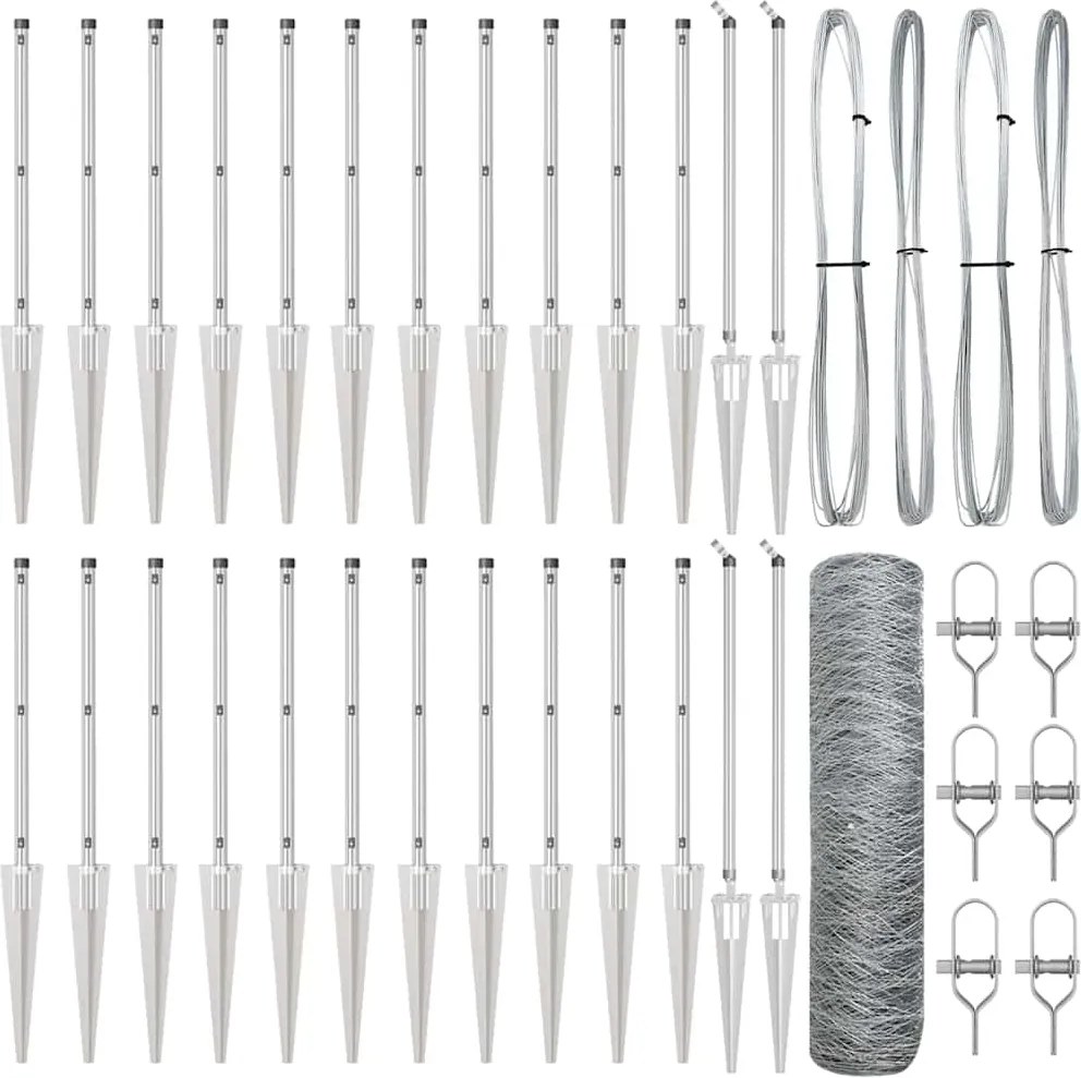 vidaXL Stâlp de gard. Argintiu 50 x 0,4 m (plasă 36 mm) Oțel