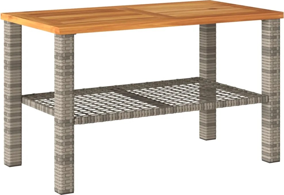 vidaXL Masă de grădină, gri, 70x38x42 cm, poliratan și lemn acacia