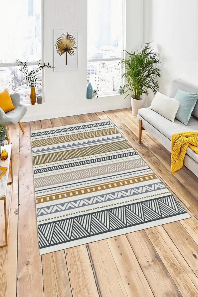 Covor Living W1079, 180 x 280 cm, Poliester, Galben-Mustar