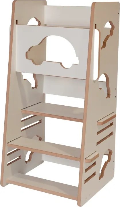 Turn de invatare - learning tower alb masinuta