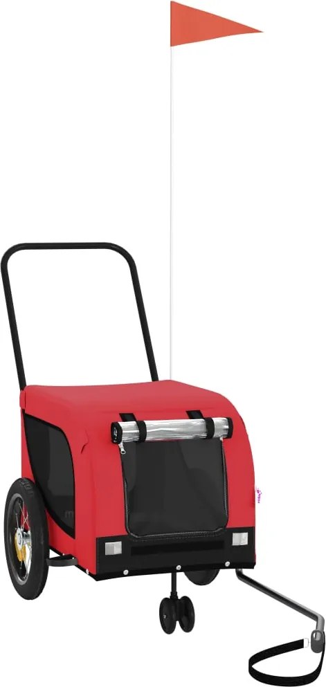 vidaXL Remorcă bicicletă animale companie, roșu/negru, oxford/fier