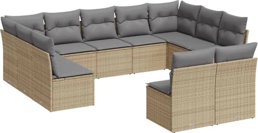 vidaXL Set canapele de grădină cu perne, 11 piese, bej, poliratan