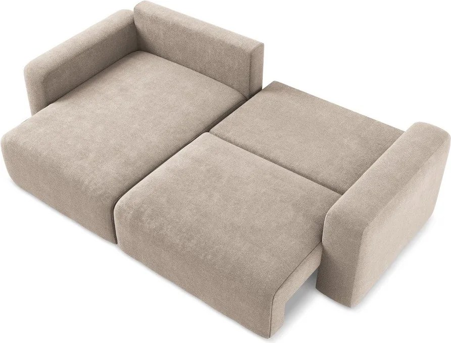 Colțar bej extensibil/cu spațiu de depozitare cu tapițerie din chenille (cu colț pe partea stângă/cu șezlong) Kona – Makamii