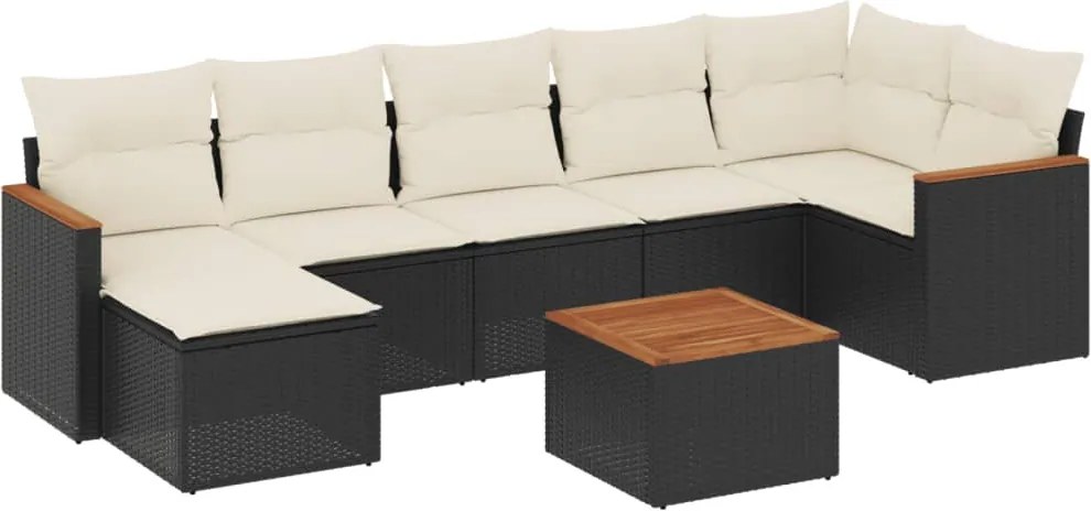 vidaXL Set mobilier de grădină cu perne, 8 piese, negru, poliratan