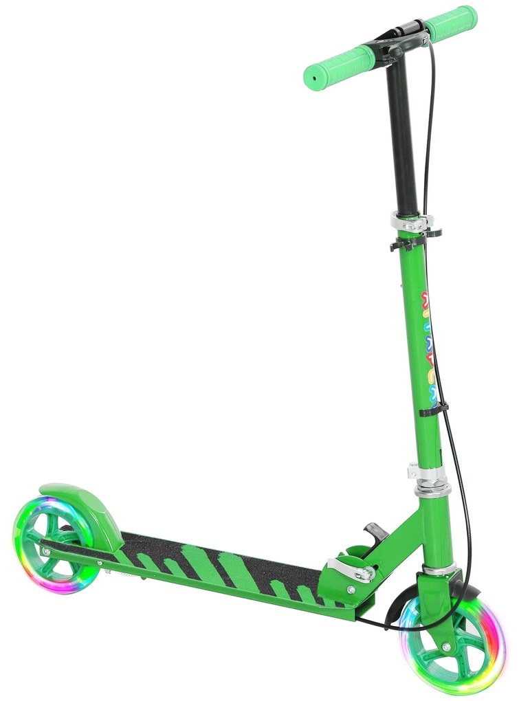 AIYAPLAY Trotinetă pentru copii, frâne duble, cadru metalic, suport pentru picior, pliabilă, 3-8 ani, Verde | Aosom Romania